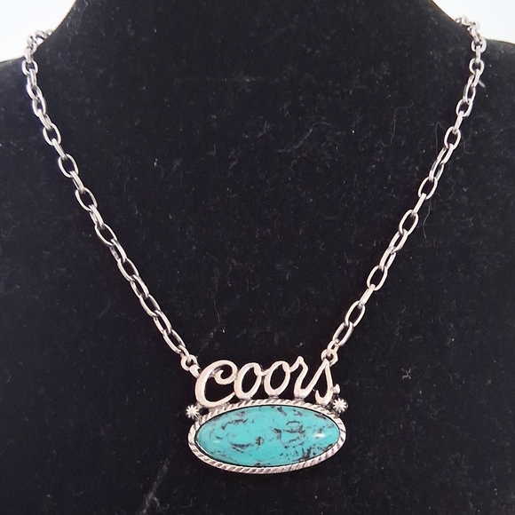 TURQUOISE COORS NECKLACE SILVERTONE - Picture 1 of 5